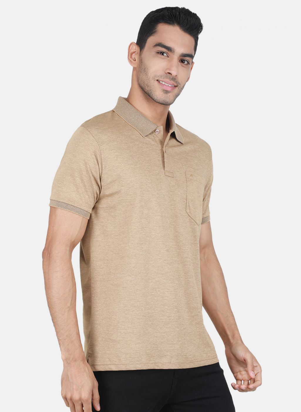 Men Khaki Solid T-Shirt