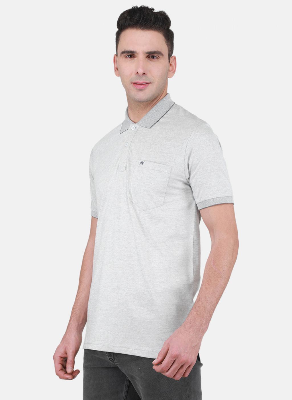 Men Grey Solid T-Shirt