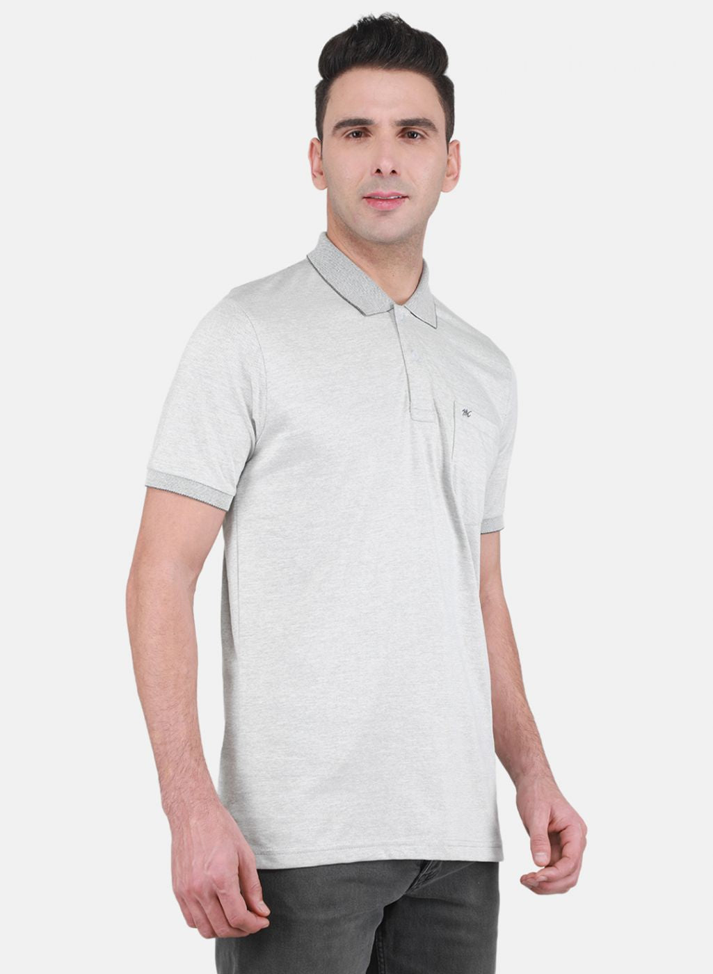 Men Grey Solid T-Shirt