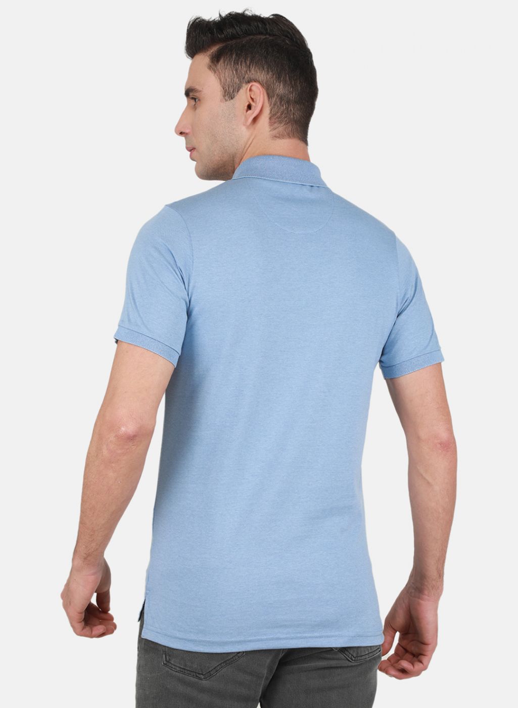 Men Sky Blue Solid T-Shirt