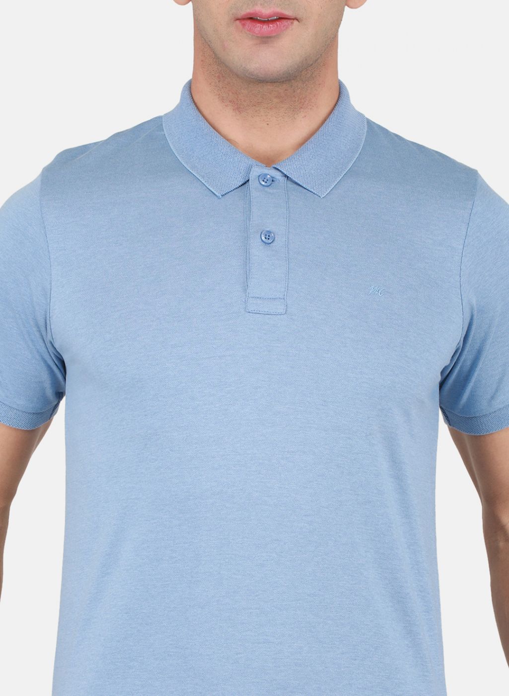 Men Sky Blue Solid T-Shirt