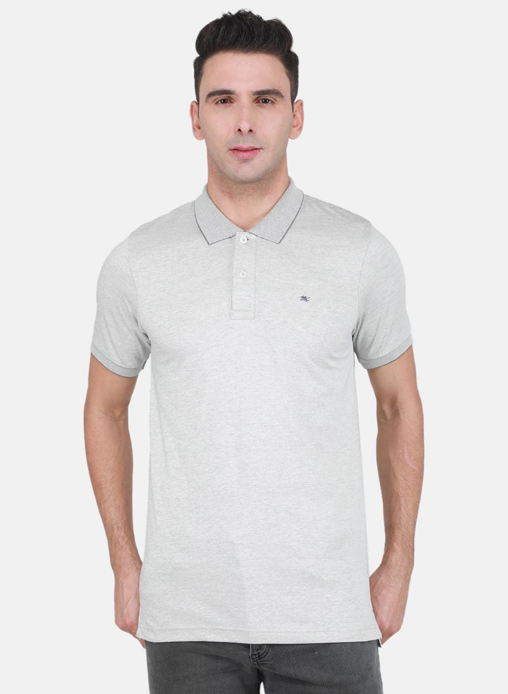 Men Grey Solid T-Shirt