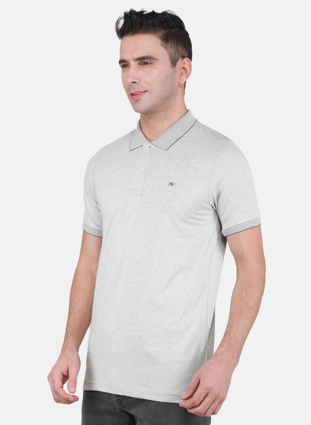 Men Grey Solid T-Shirt