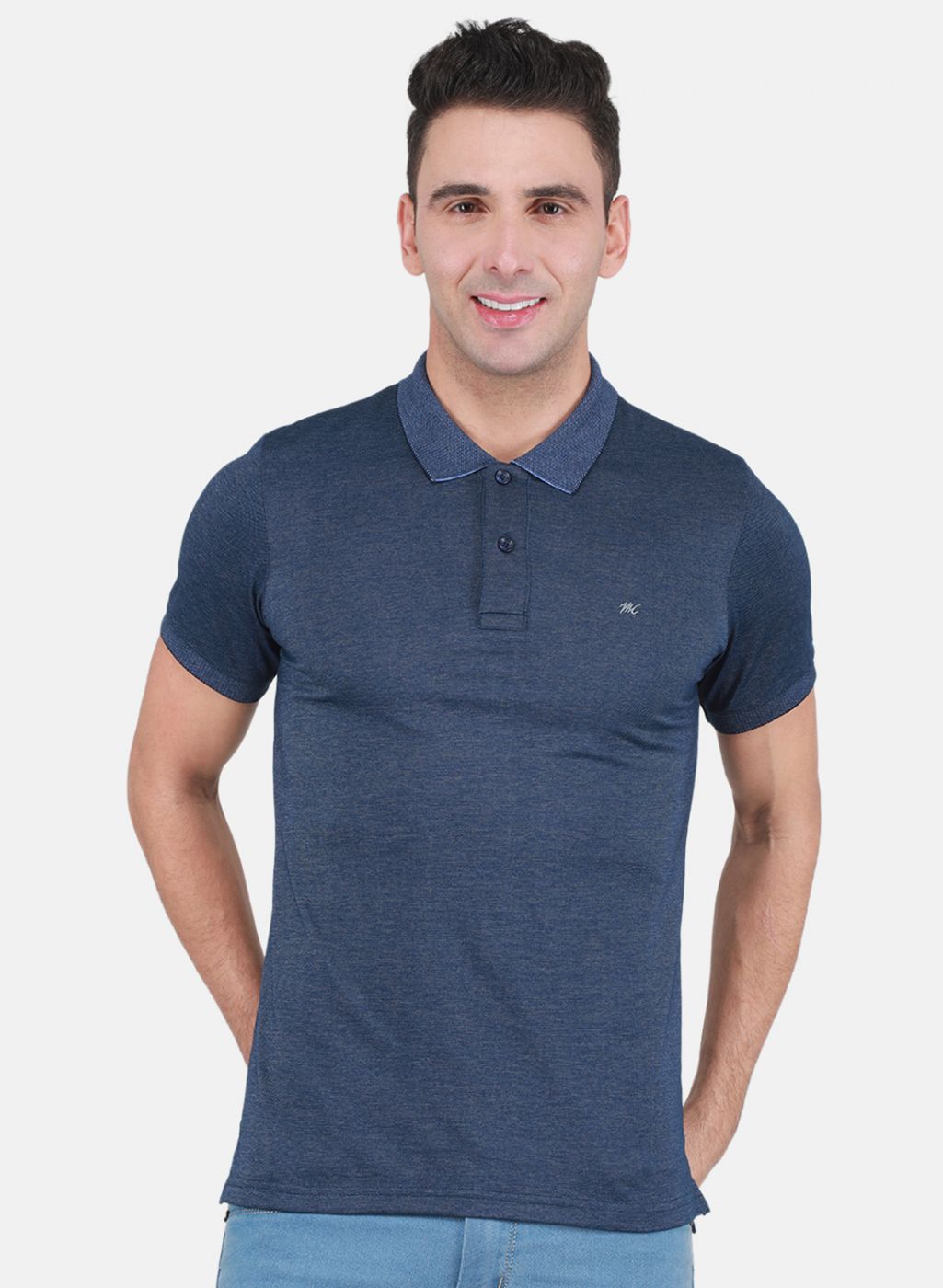 Men NAvy Blue Solid T-Shirt