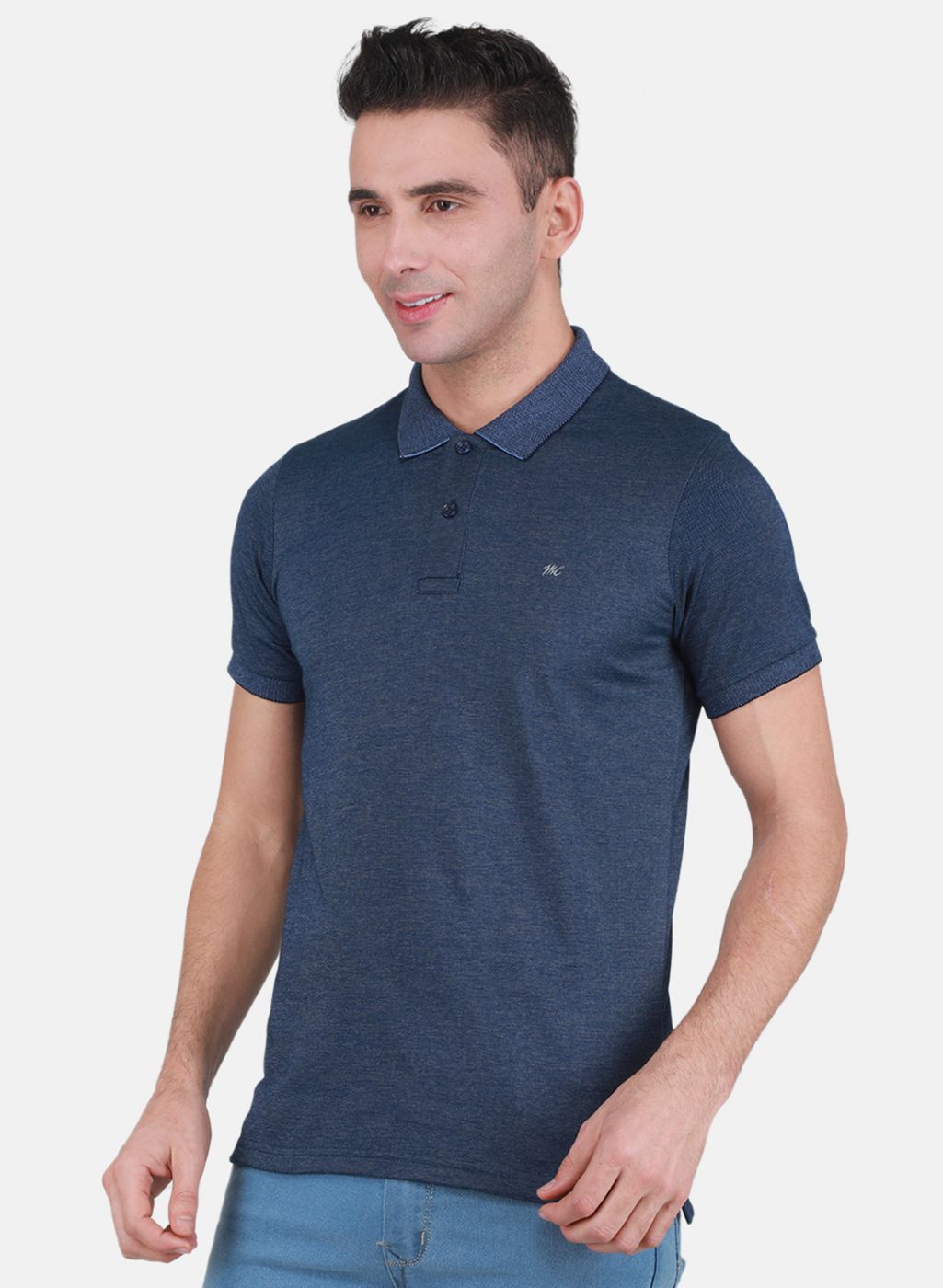 Men NAvy Blue Solid T-Shirt