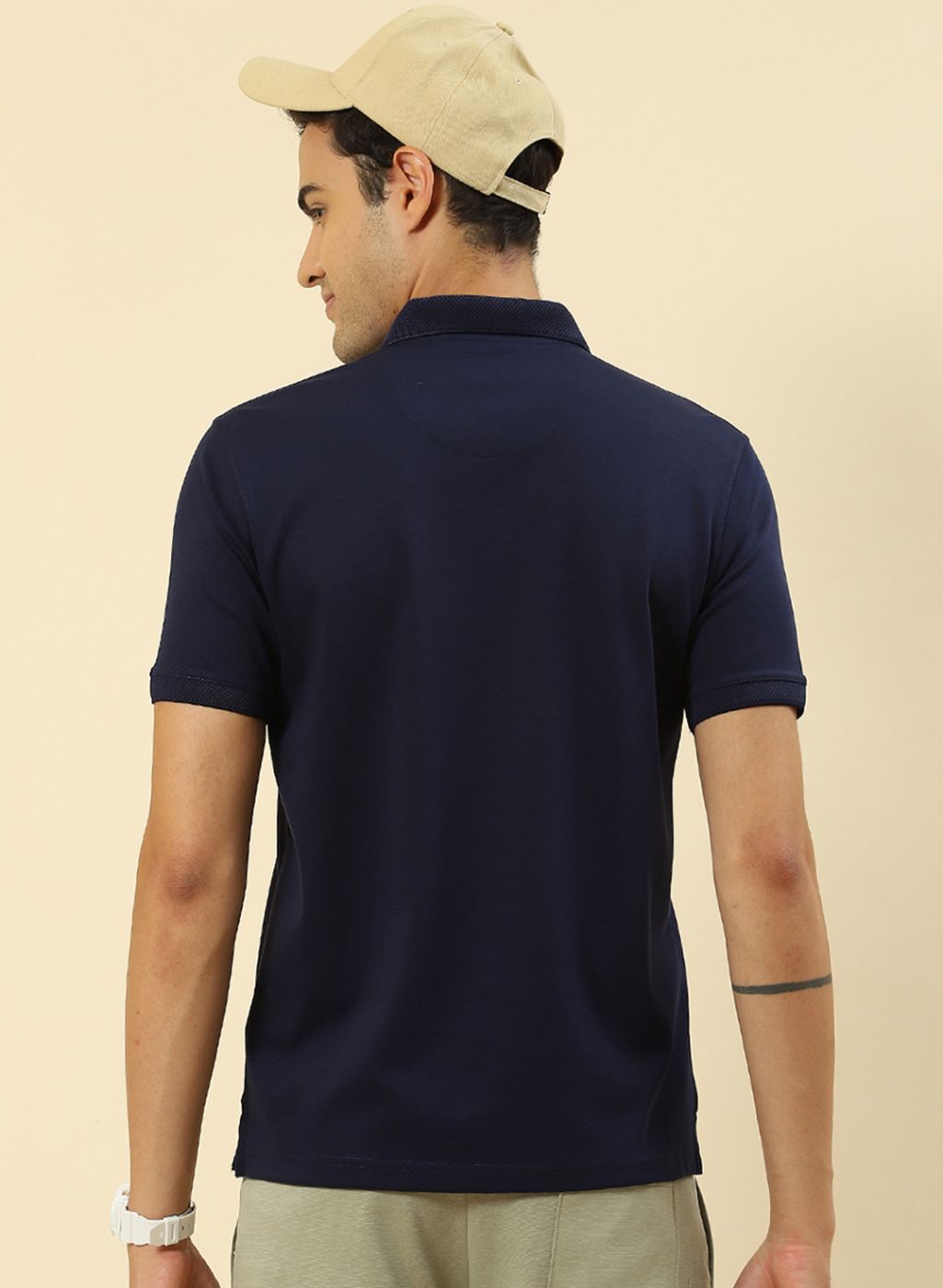 Men NAvy Blue Plain T-Shirt