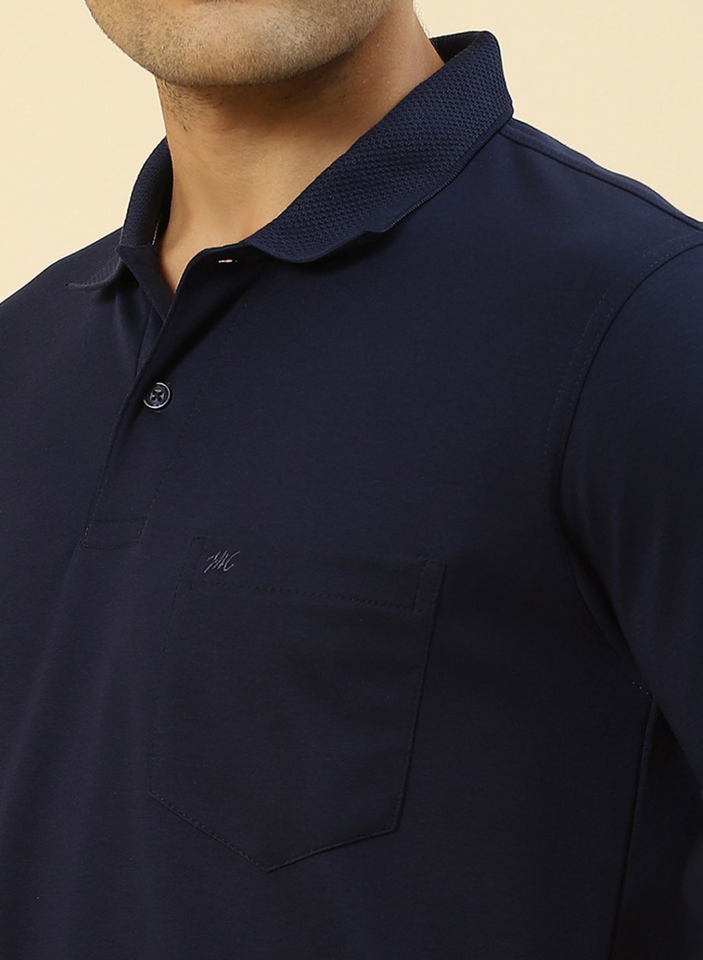 Men NAvy Blue Plain T-Shirt