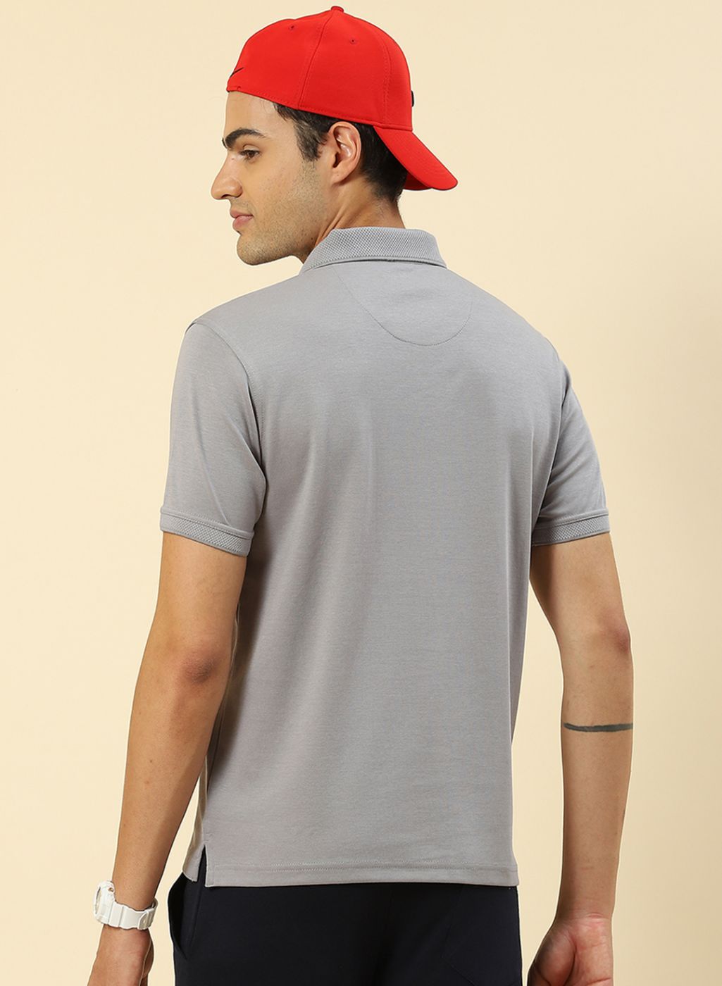 Men Grey Plain T-Shirt