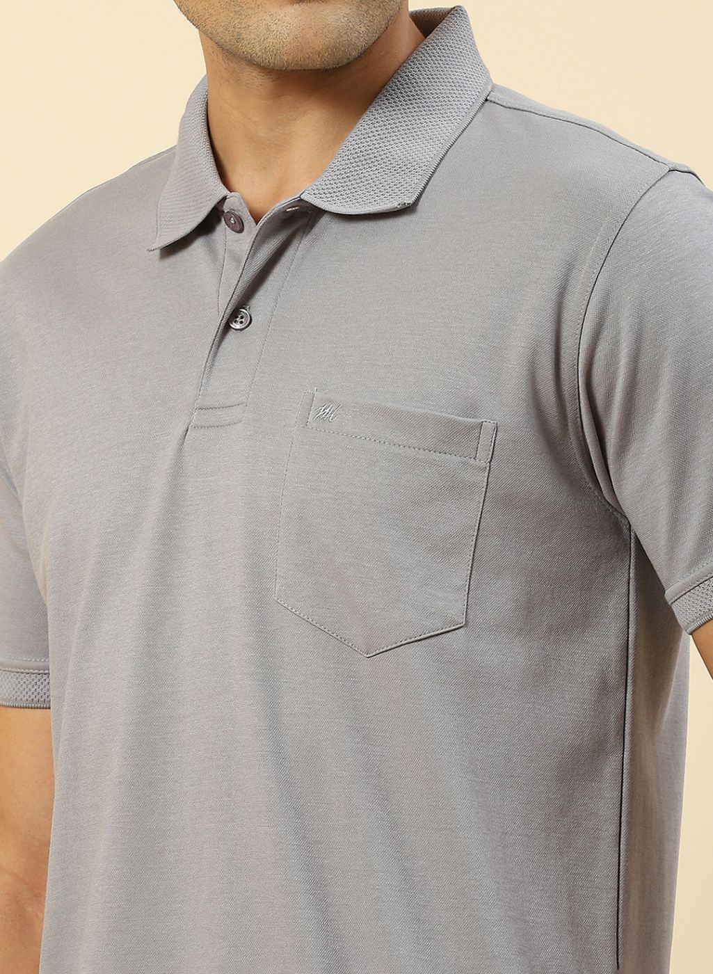 Men Grey Plain T-Shirt