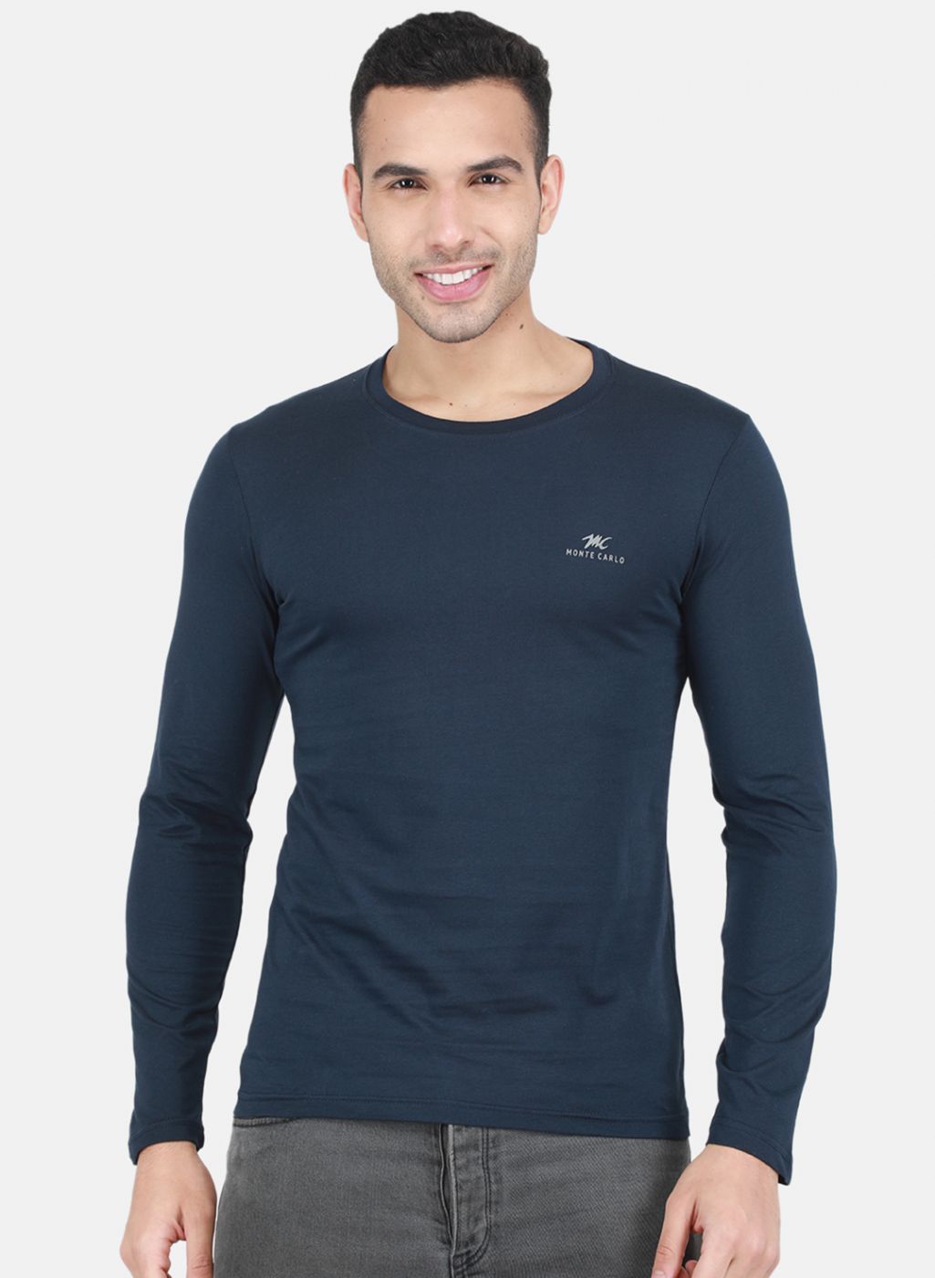 Men NAvy Blue Plain T-Shirt