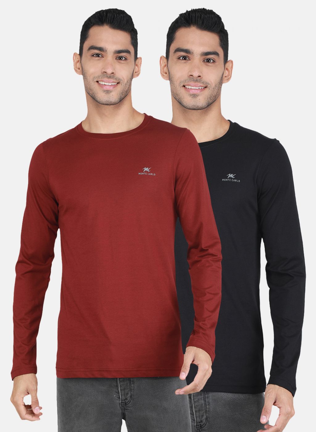 Men Maroon & Black Solid T-Shirt