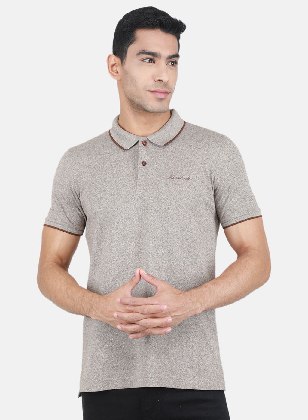 Men Light Brown Solid T-Shirt