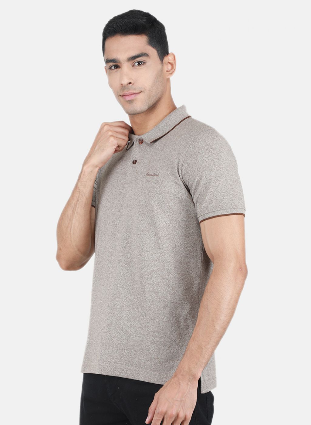 Men Light Brown Solid T-Shirt