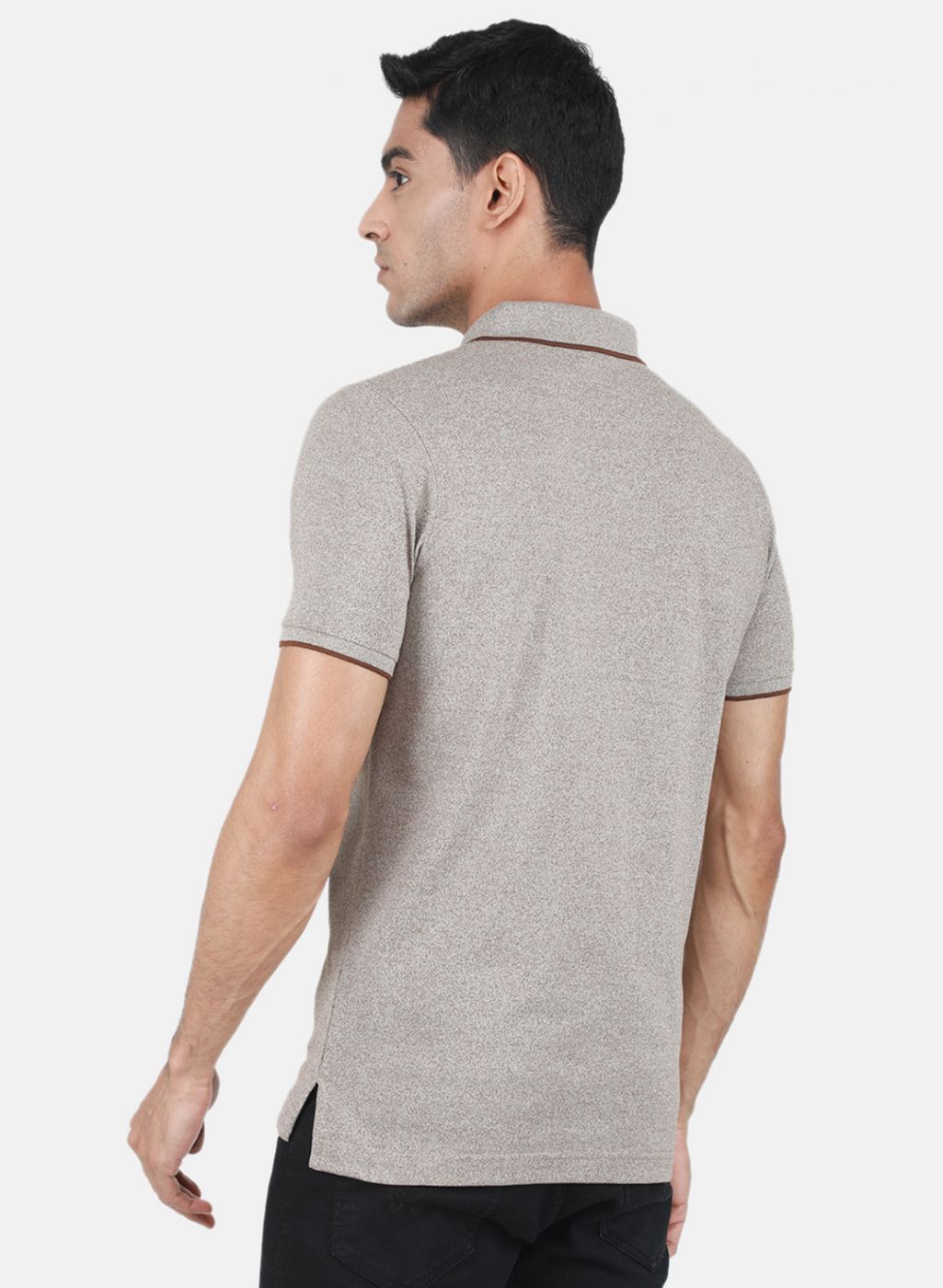 Men Light Brown Solid T-Shirt