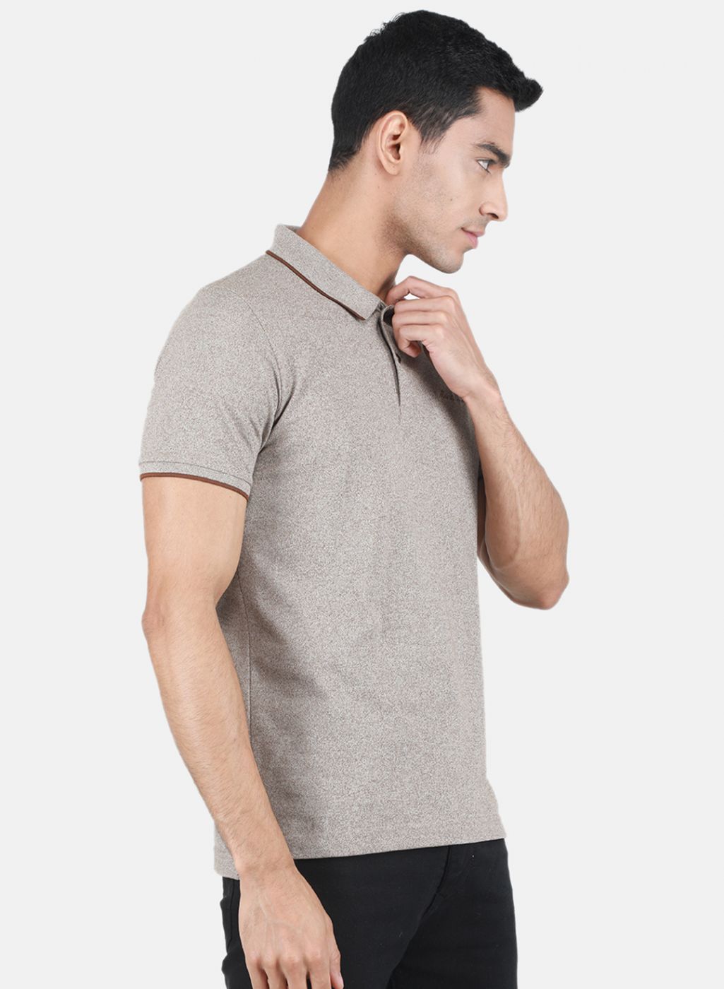 Men Light Brown Solid T-Shirt