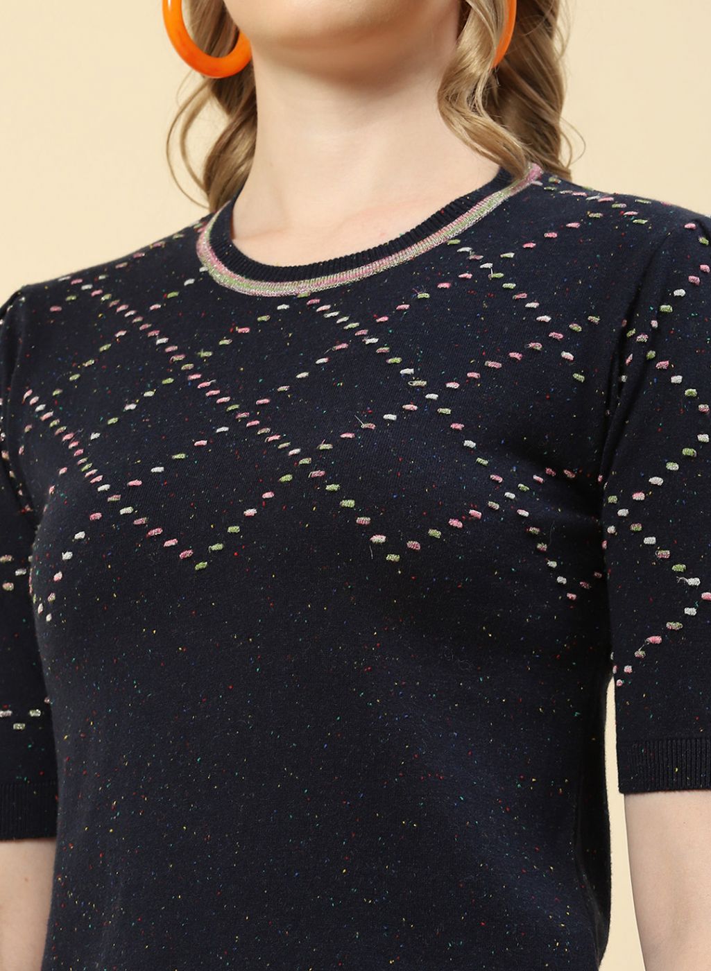 Women NAvy Blue Plain Top