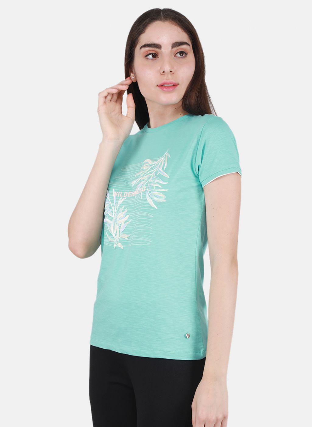 Women Aqua Blue Printed Top