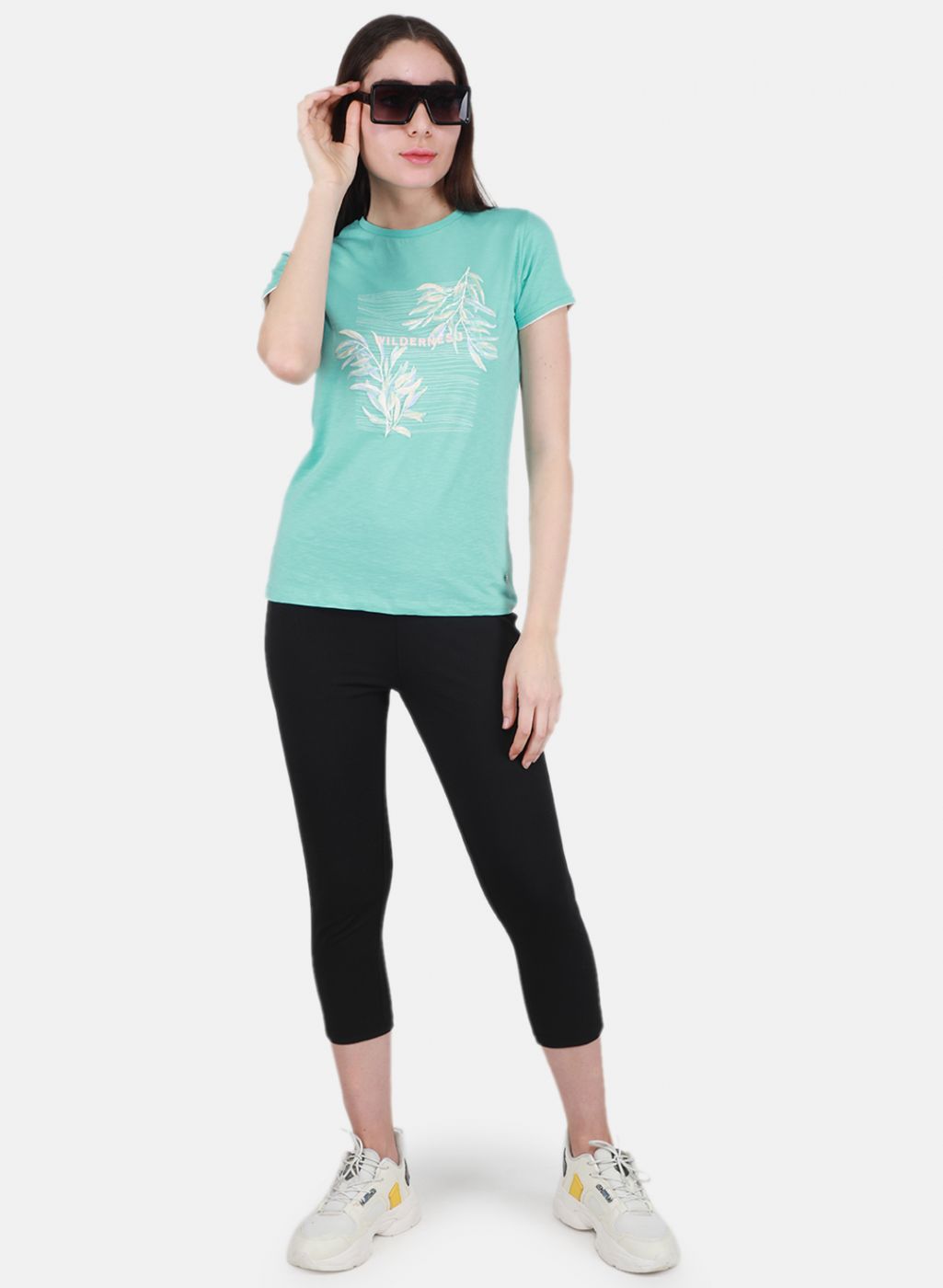 Women Aqua Blue Printed Top