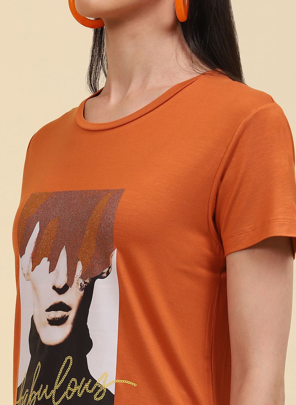 Women Orange Printed Top