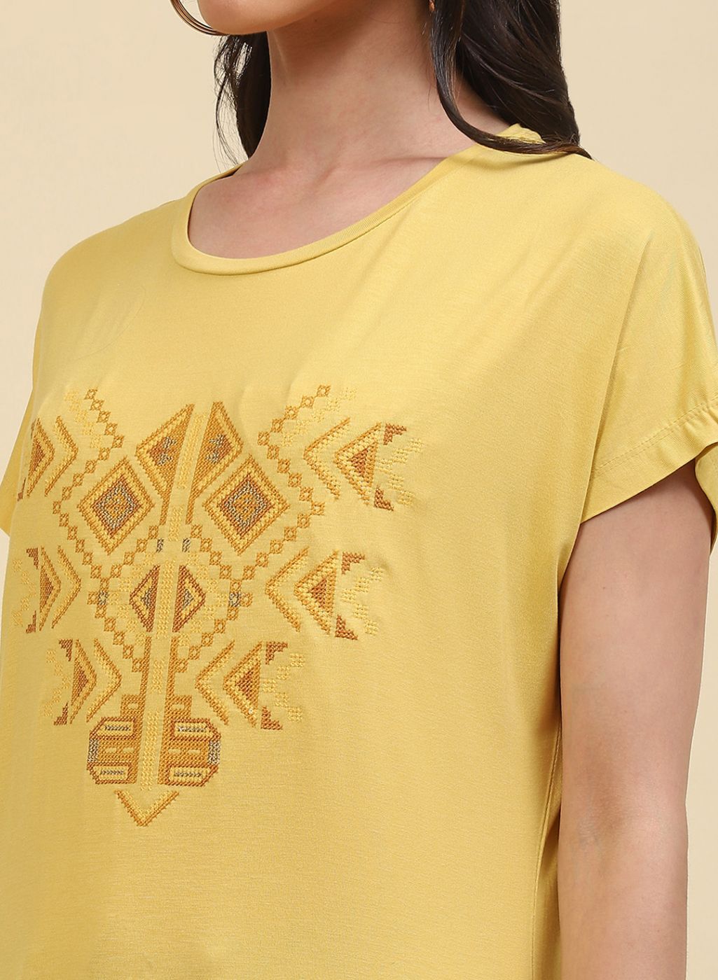 Women Yellow Printed Top