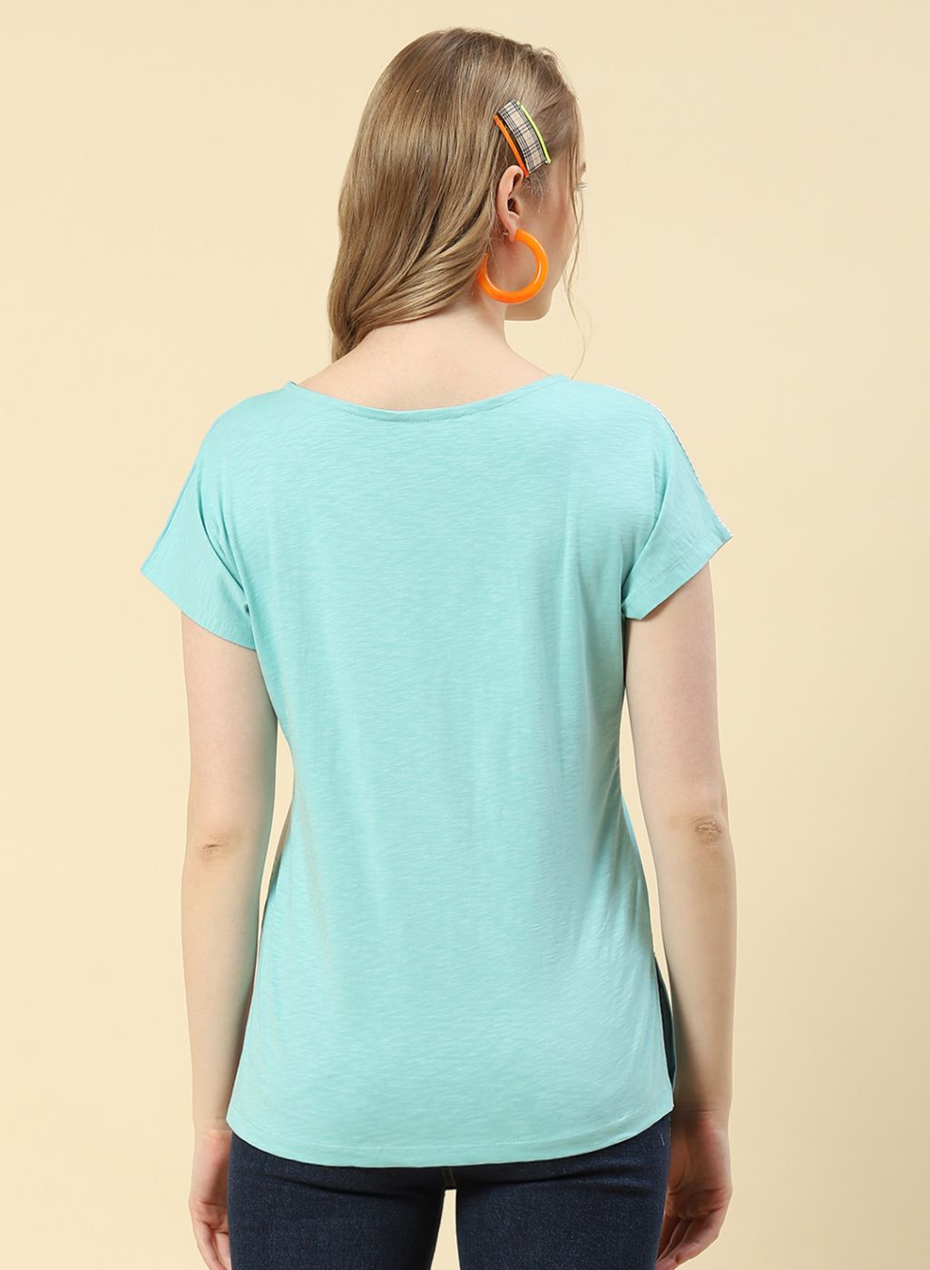 Women Aqua Blue Printed Top