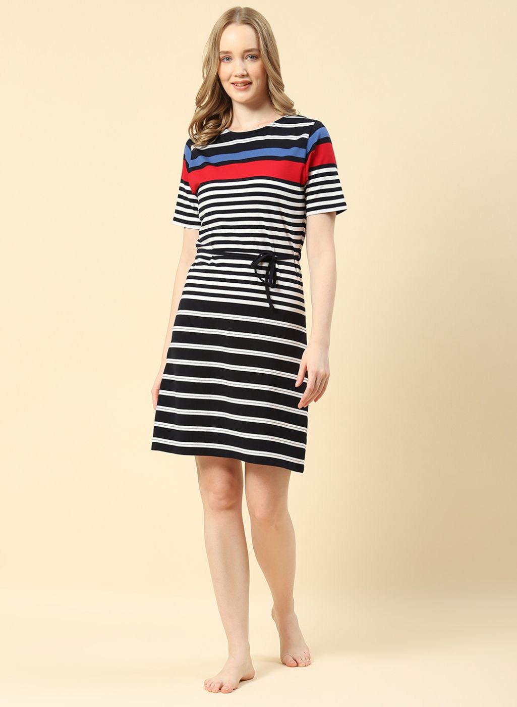 Women Navy Blue Stripe Dress