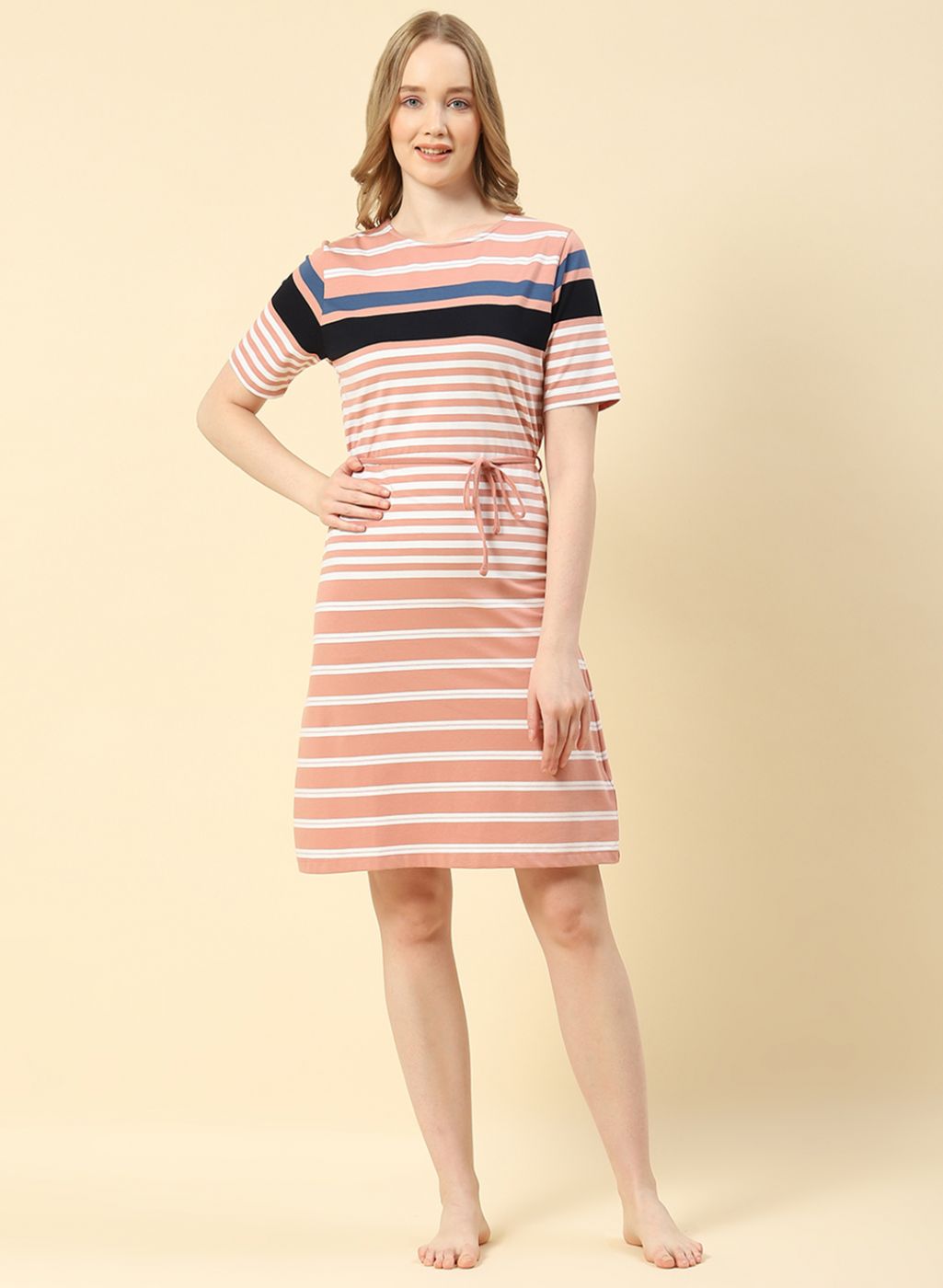 Women Pink Stripe Dress