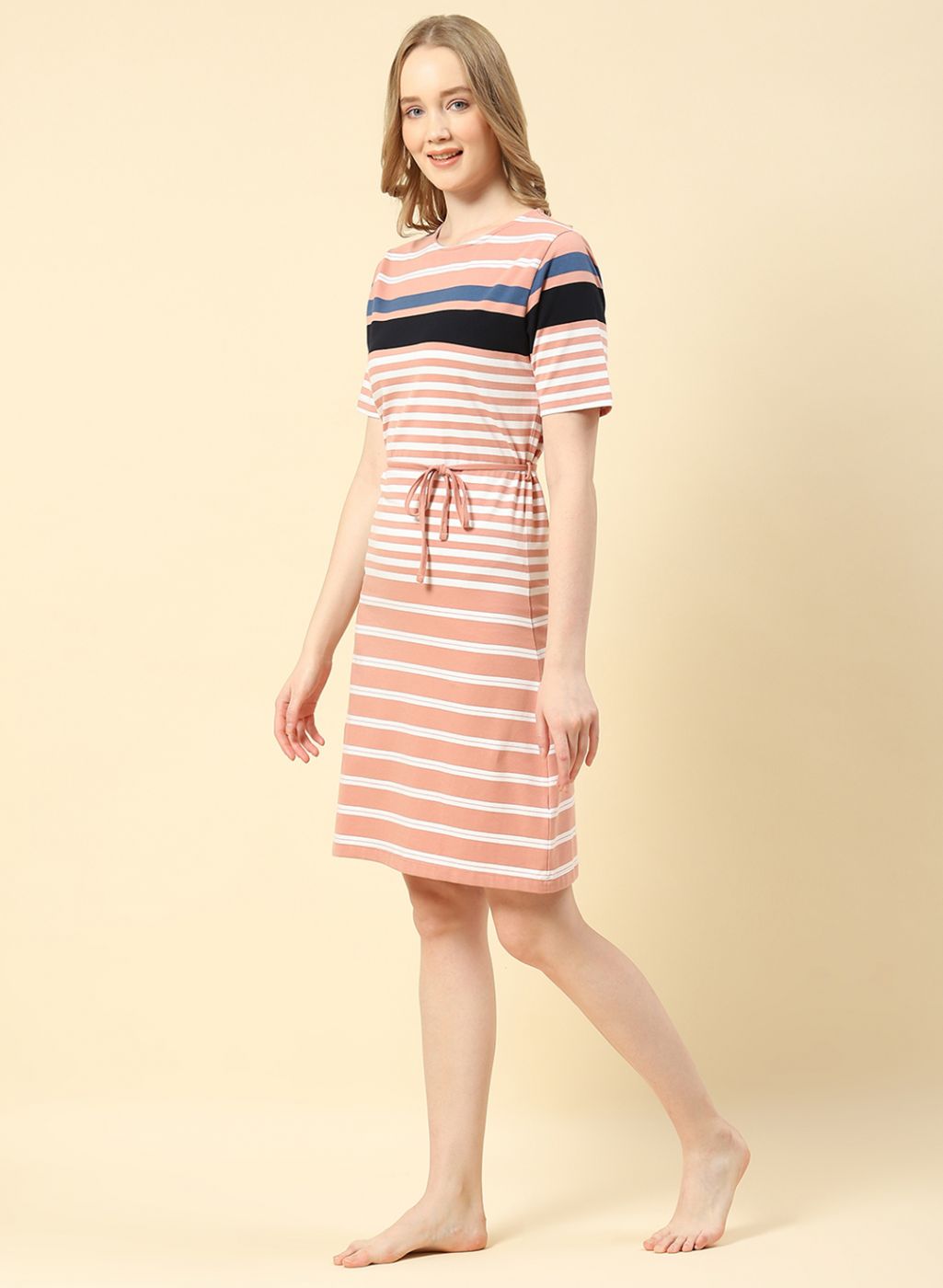 Women Pink Stripe Dress