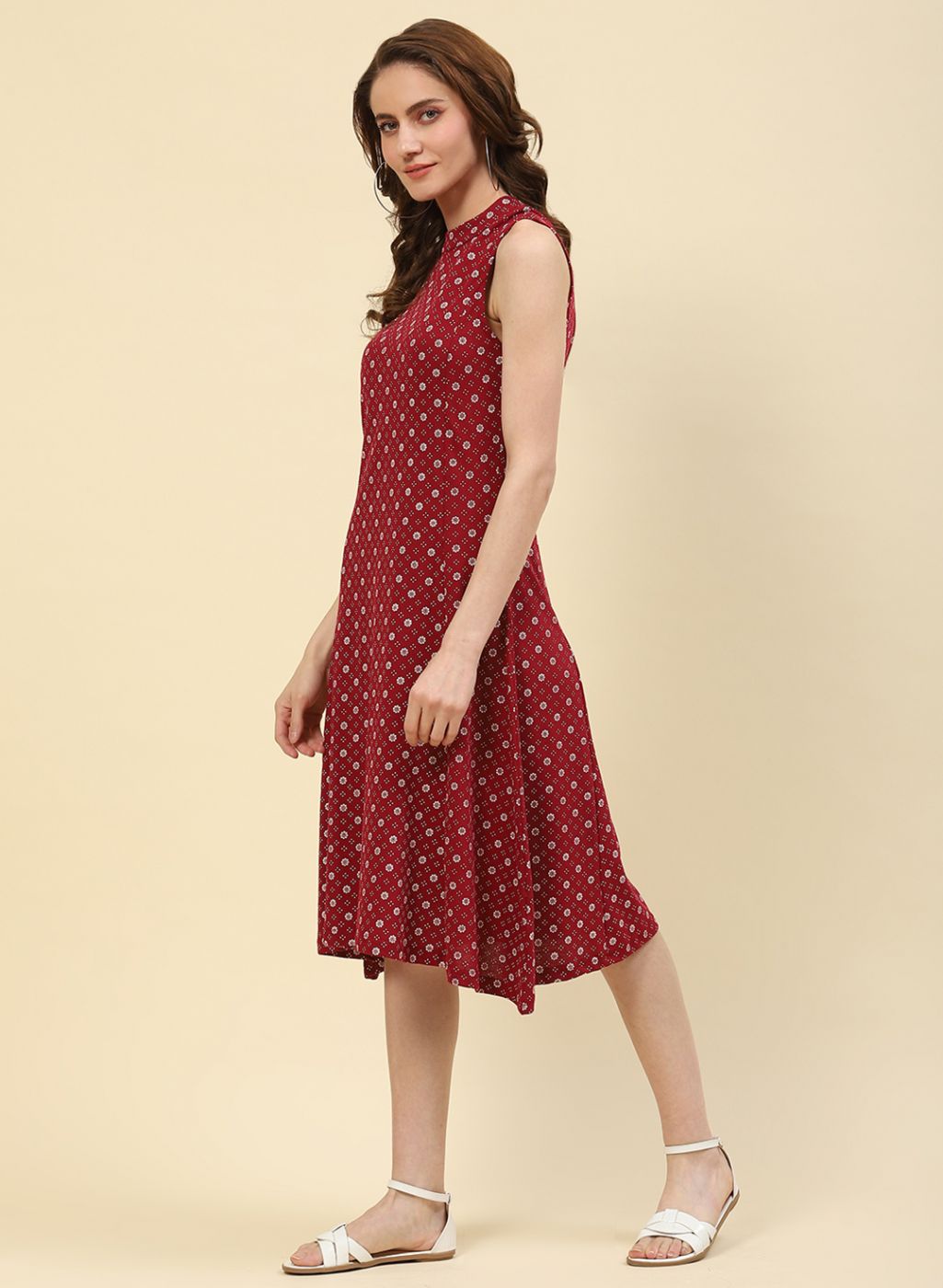 Women Maroon Printed Dress