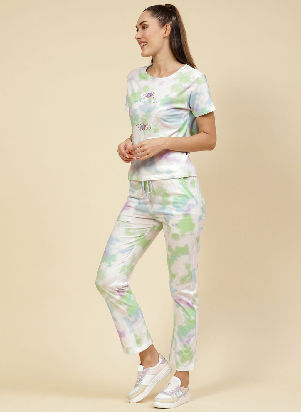 Women Green Printed CoordiNAte Set