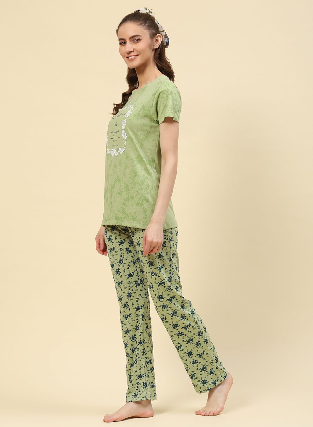 Women Green Printed Lower Set