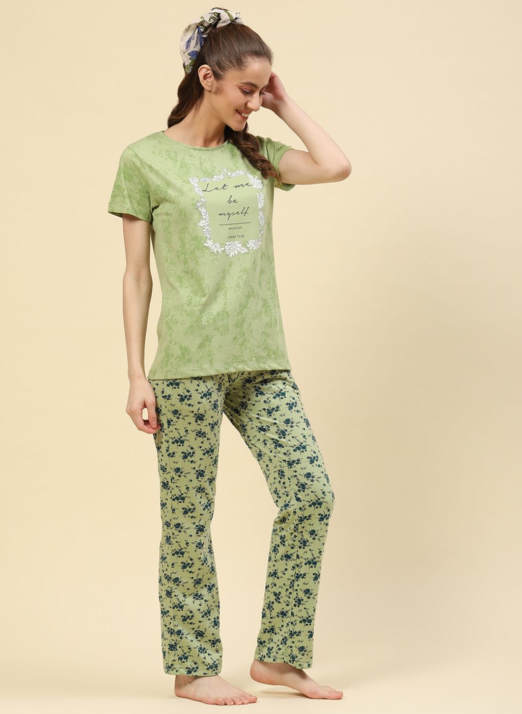 Women Green Printed Lower Set