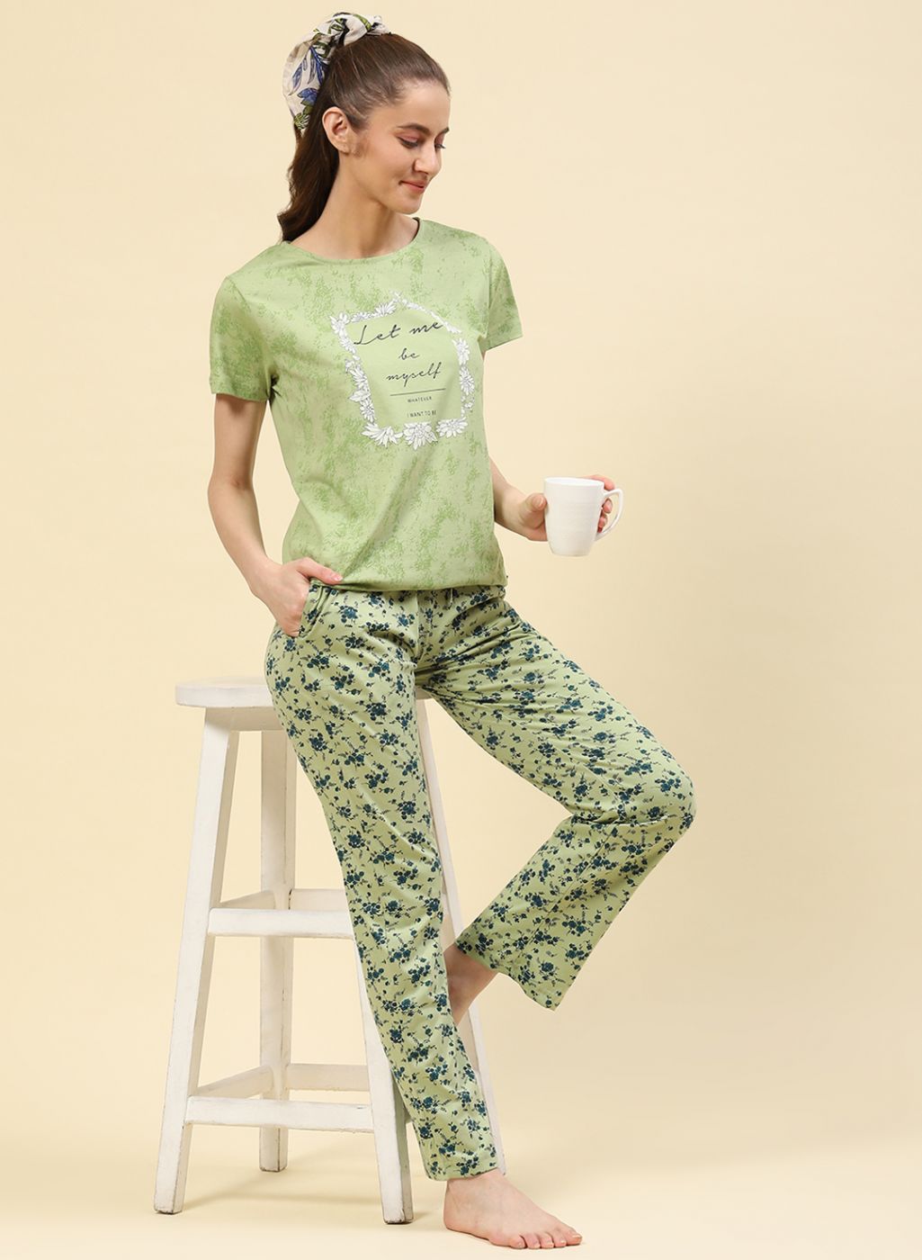 Women Green Printed Lower Set