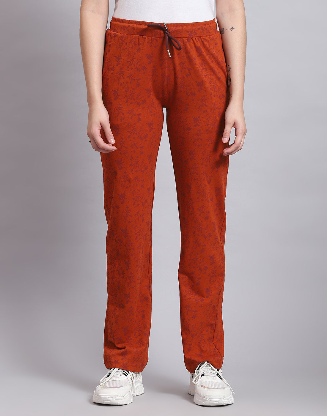 Women Rust Printed Regular Fit Lower