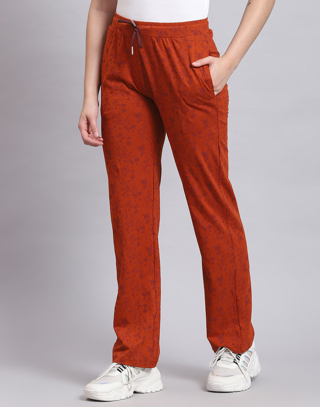 Women Rust Printed Regular Fit Lower