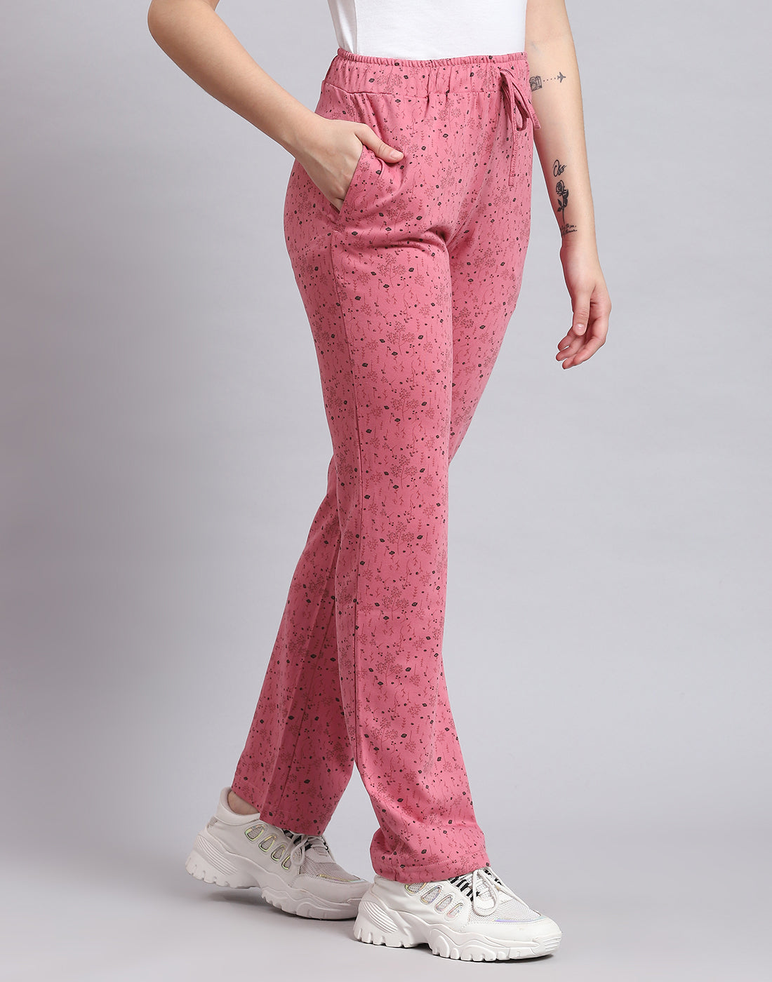 Women Pink Printed Regular Fit Lower