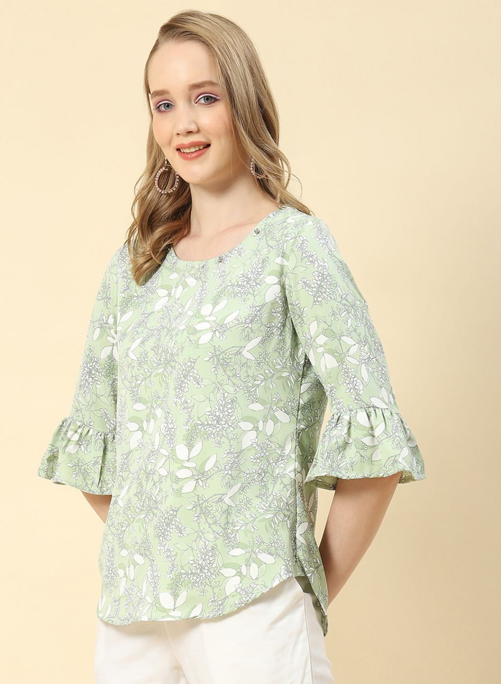 Women Green Printed Top