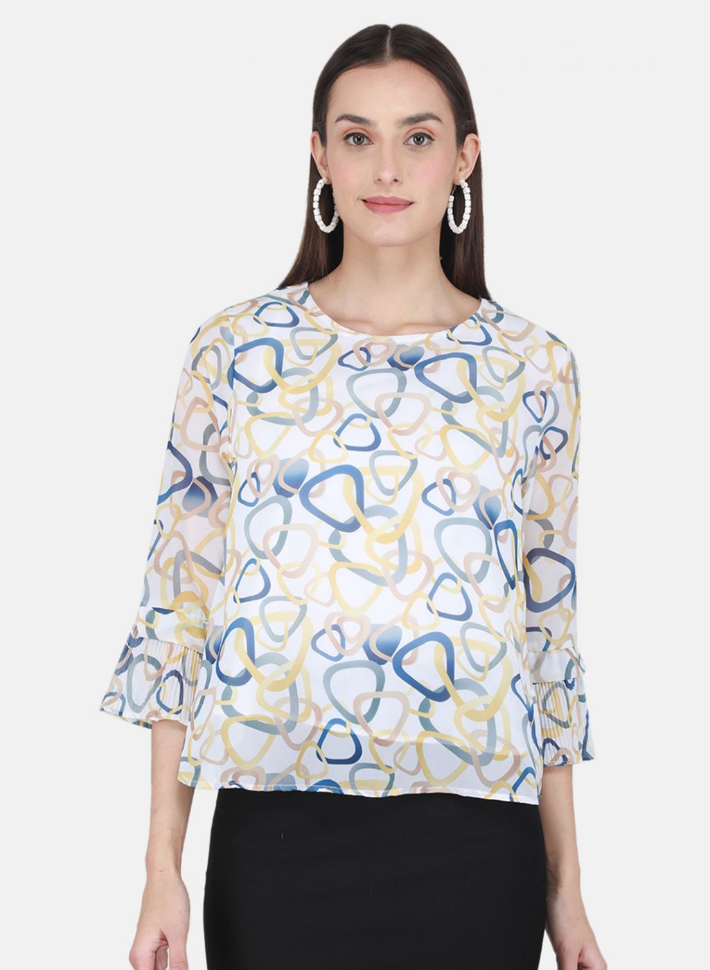 Women Yellow Printed Top