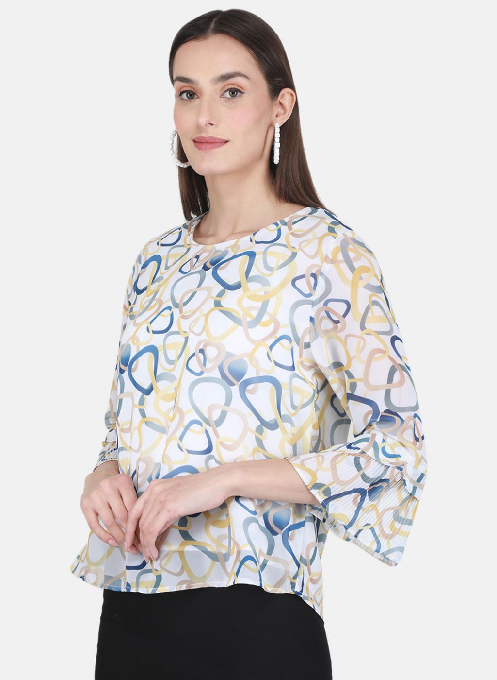 Women Yellow Printed Top