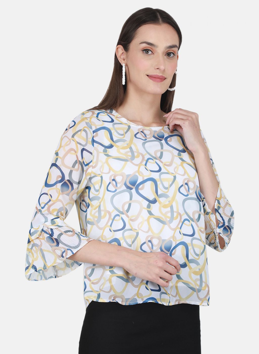 Women Yellow Printed Top