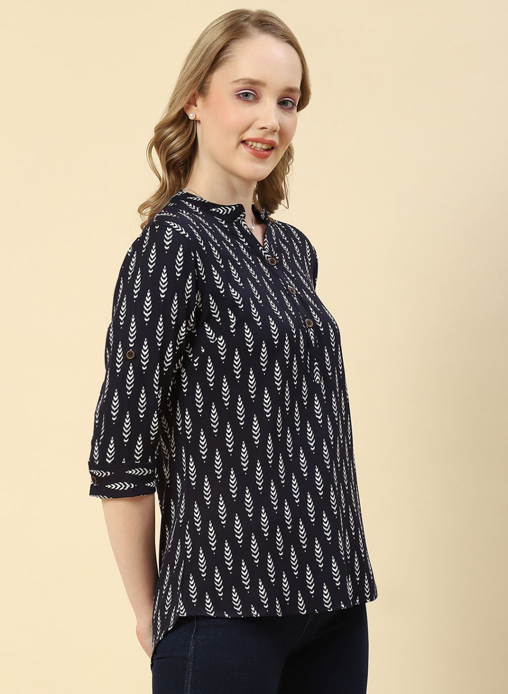 Women NAvy Blue Printed Top