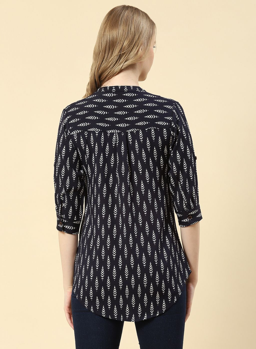 Women NAvy Blue Printed Top