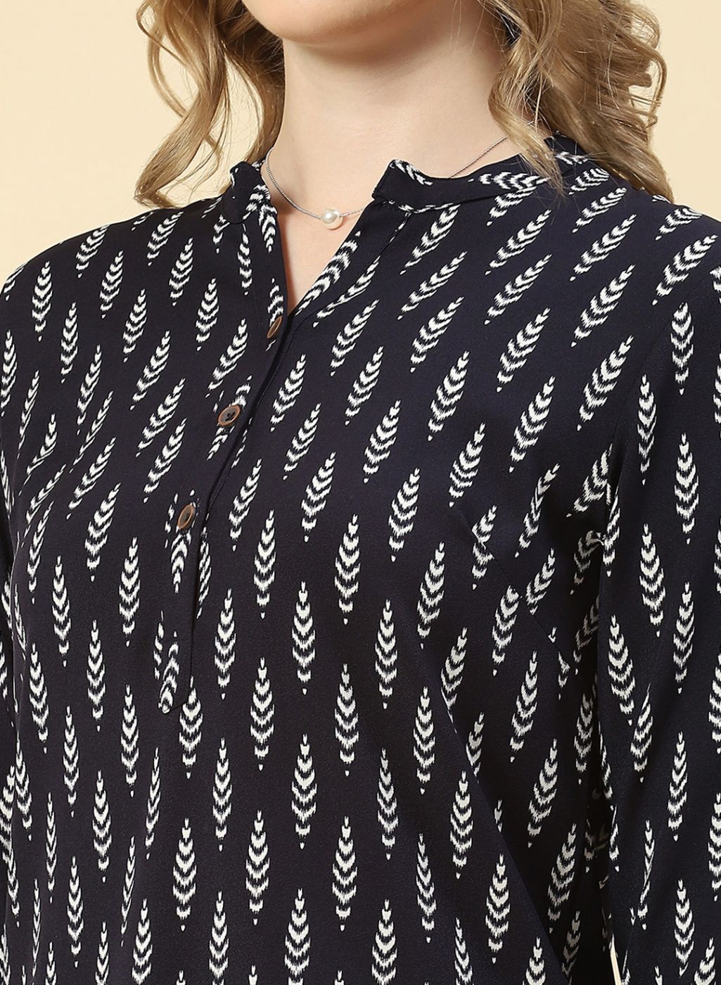 Women NAvy Blue Printed Top