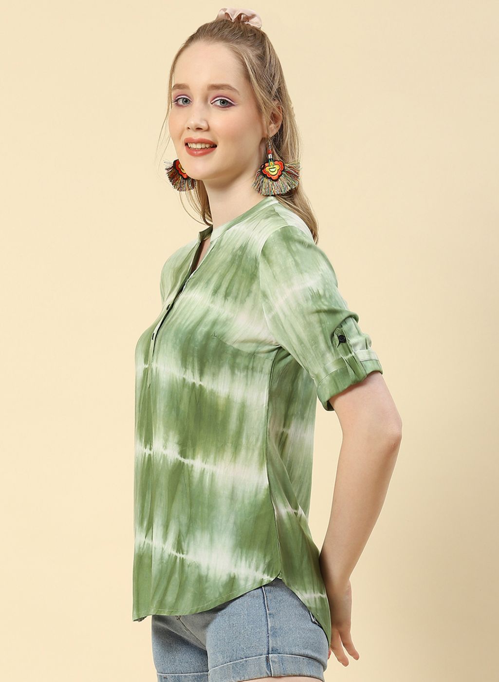 Women Green Printed Top