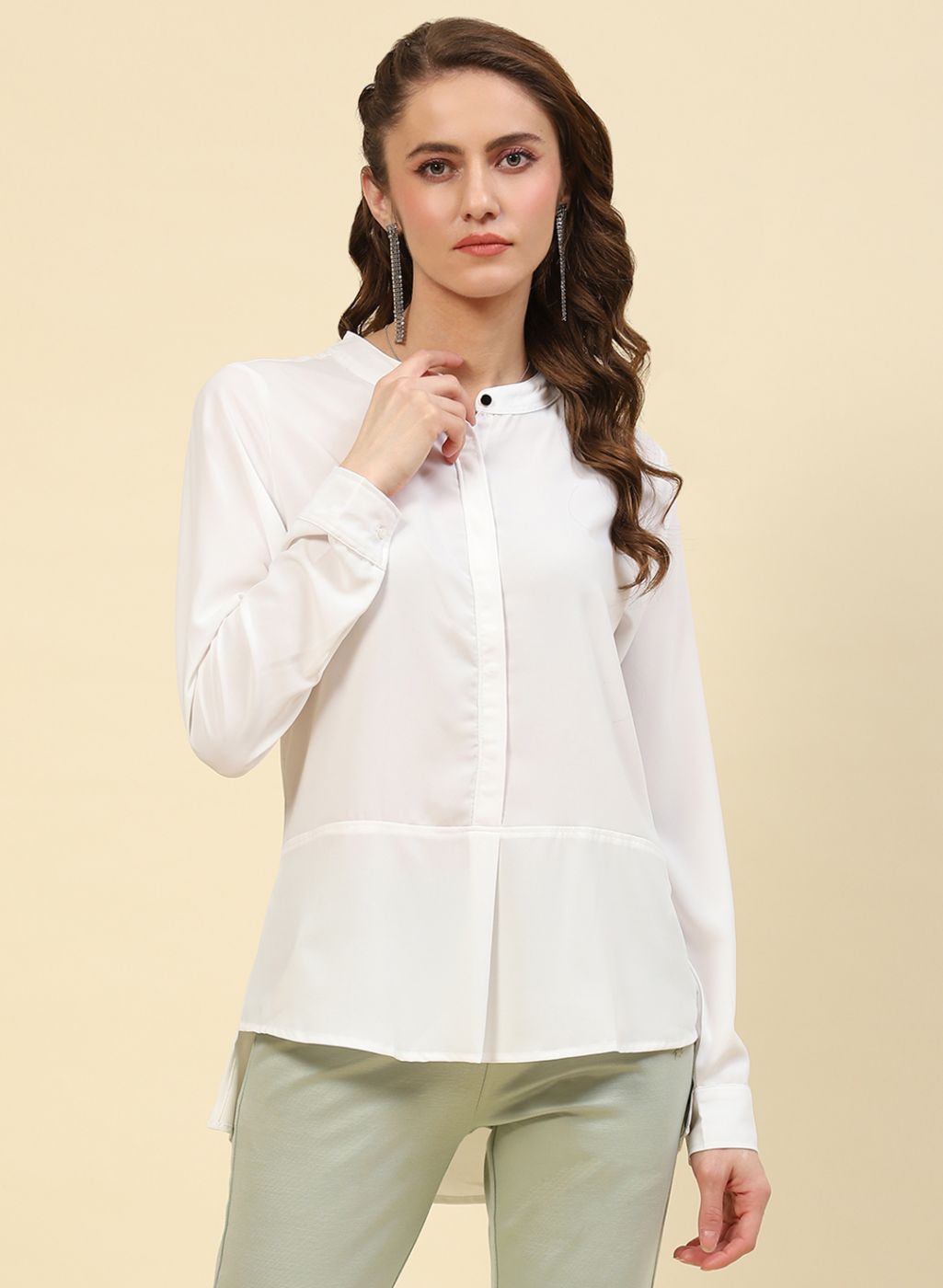 Women White Plain Top