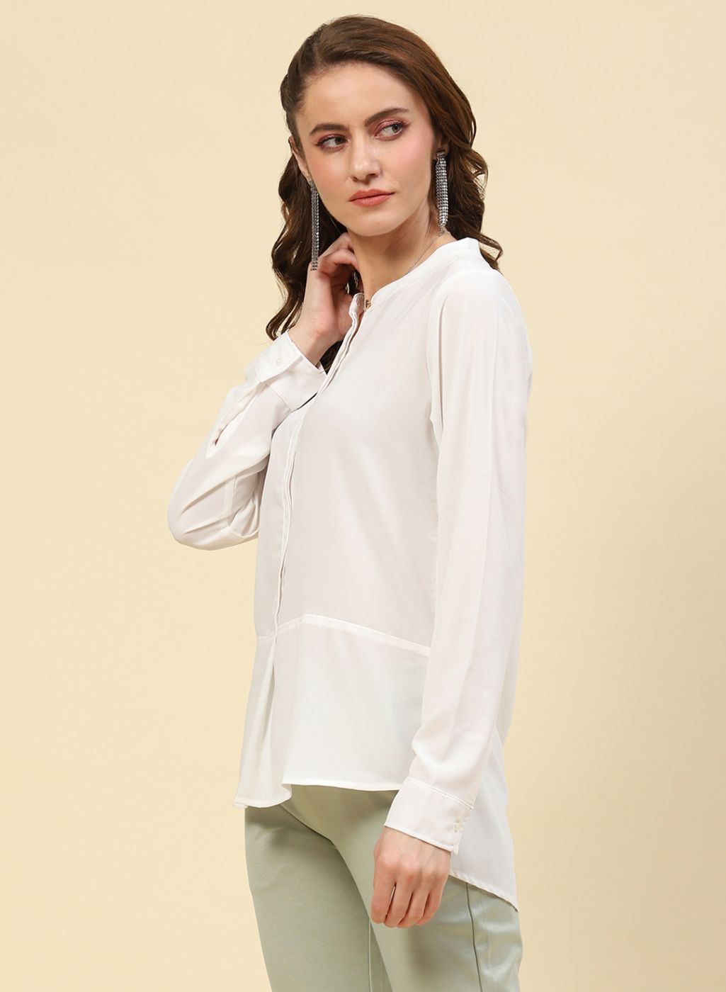 Women White Plain Top