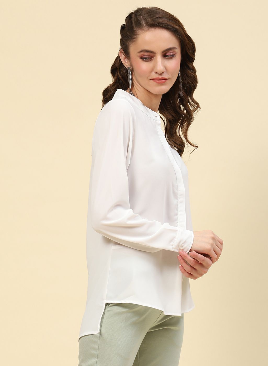 Women White Plain Top