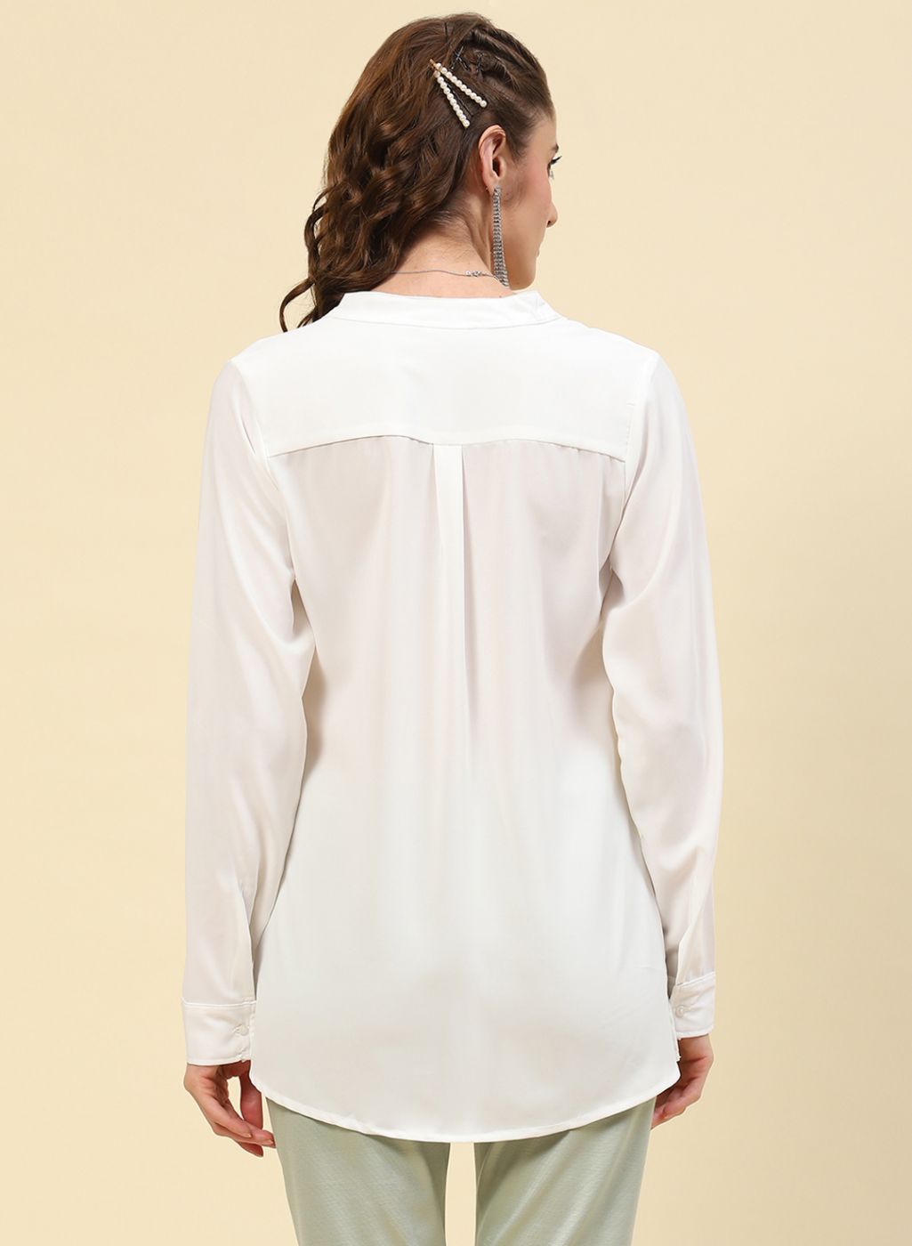 Women White Plain Top