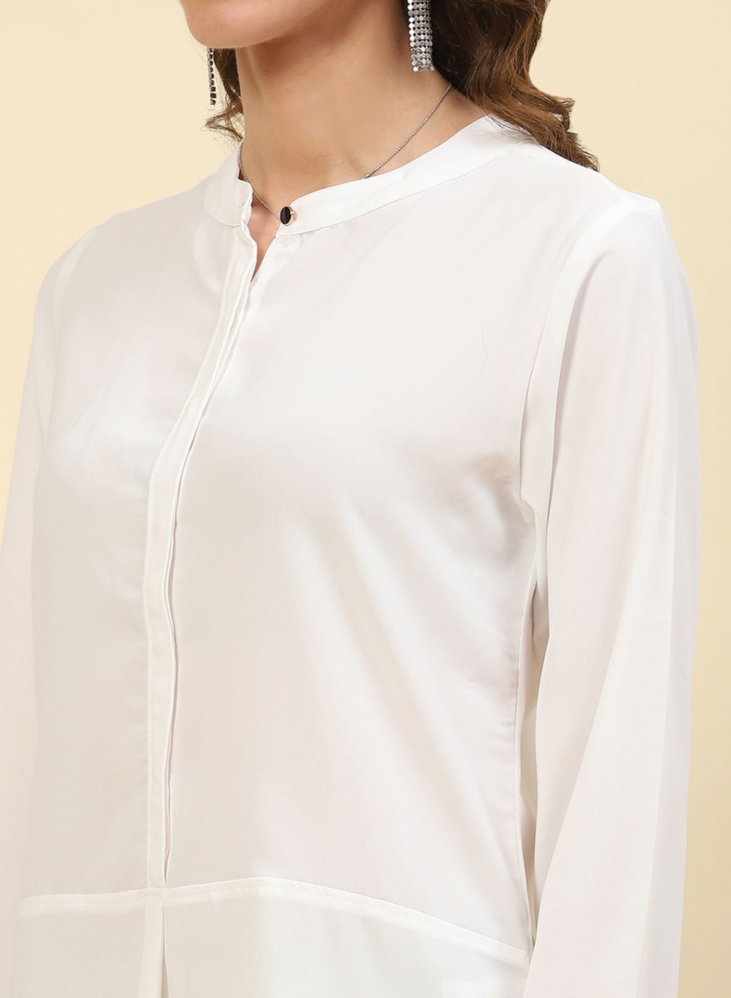 Women White Plain Top