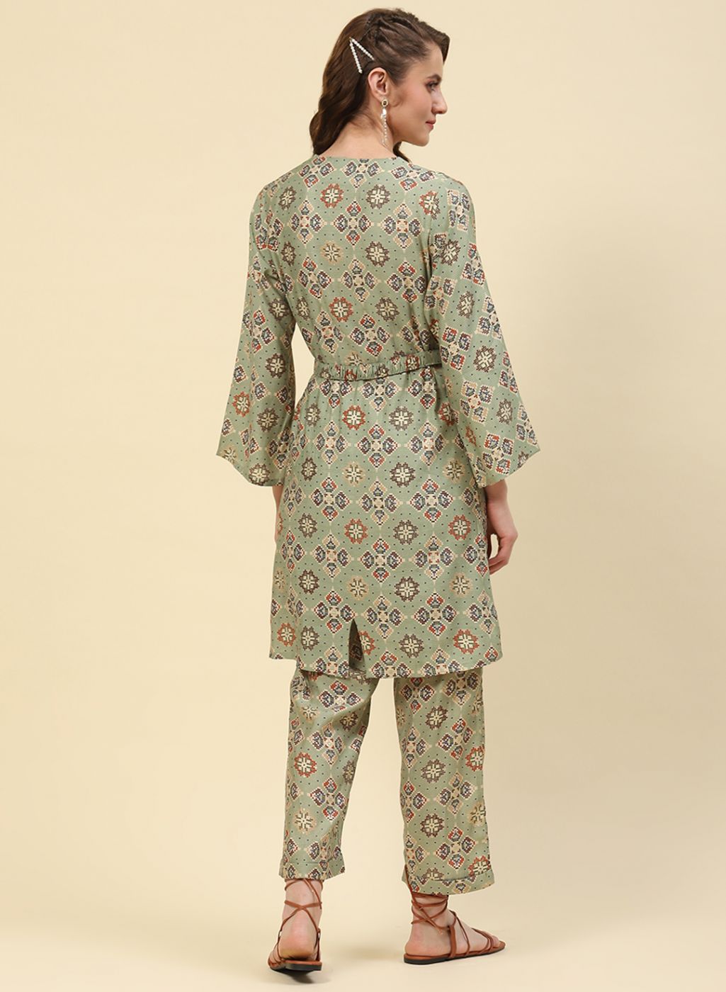 Women Green Printed CoordiNAte Set